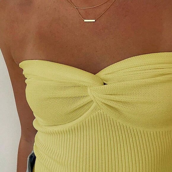 Yellow Casual Women's Sexy Cute Fitted Backless tube top - Picture 5 of 8
